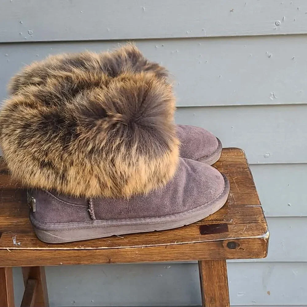 UGG Australia Brown Suede Real Fox Mini Boots size 9